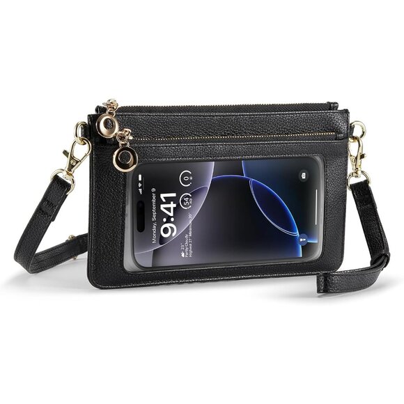 Chic Vegan Leather Mini Wallet Purse with Adjustable Strap & Touch Screen Access